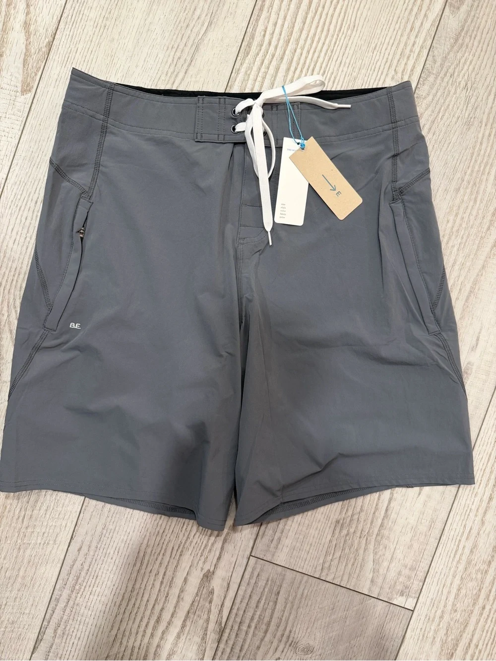 Men's Gray Swim Shorts with Drawstring